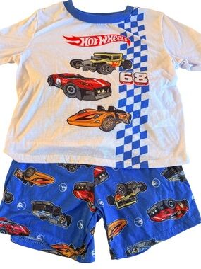 Hot Wheels White & Blue Car Pajama Set for Kids